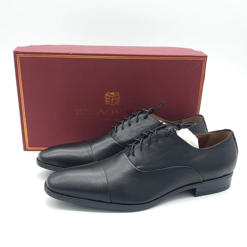 Bruno Magli Locascio Black Nappa Leather Cap Toe Oxford BM1LOCA0P Size 13